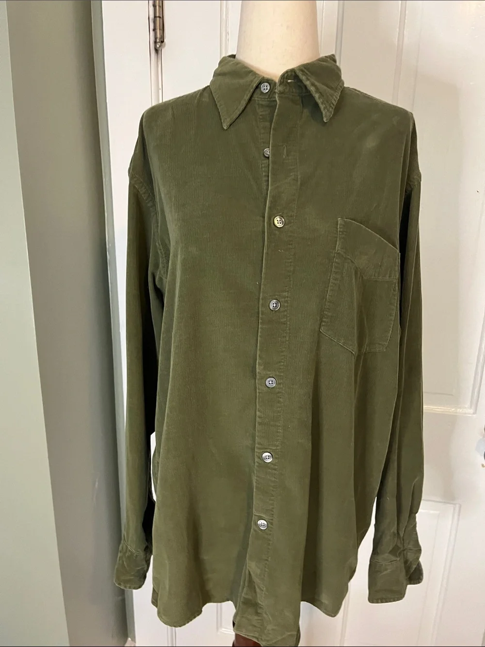 J. Crew Olive Green Corduroy Button-Down Shirt